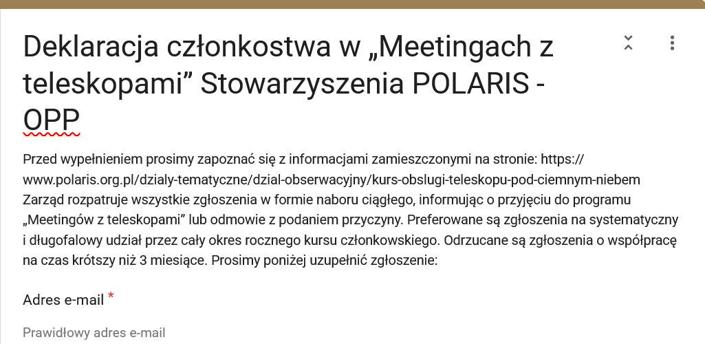 Kliknij, aby wypełnić deklarację członkostwa. 